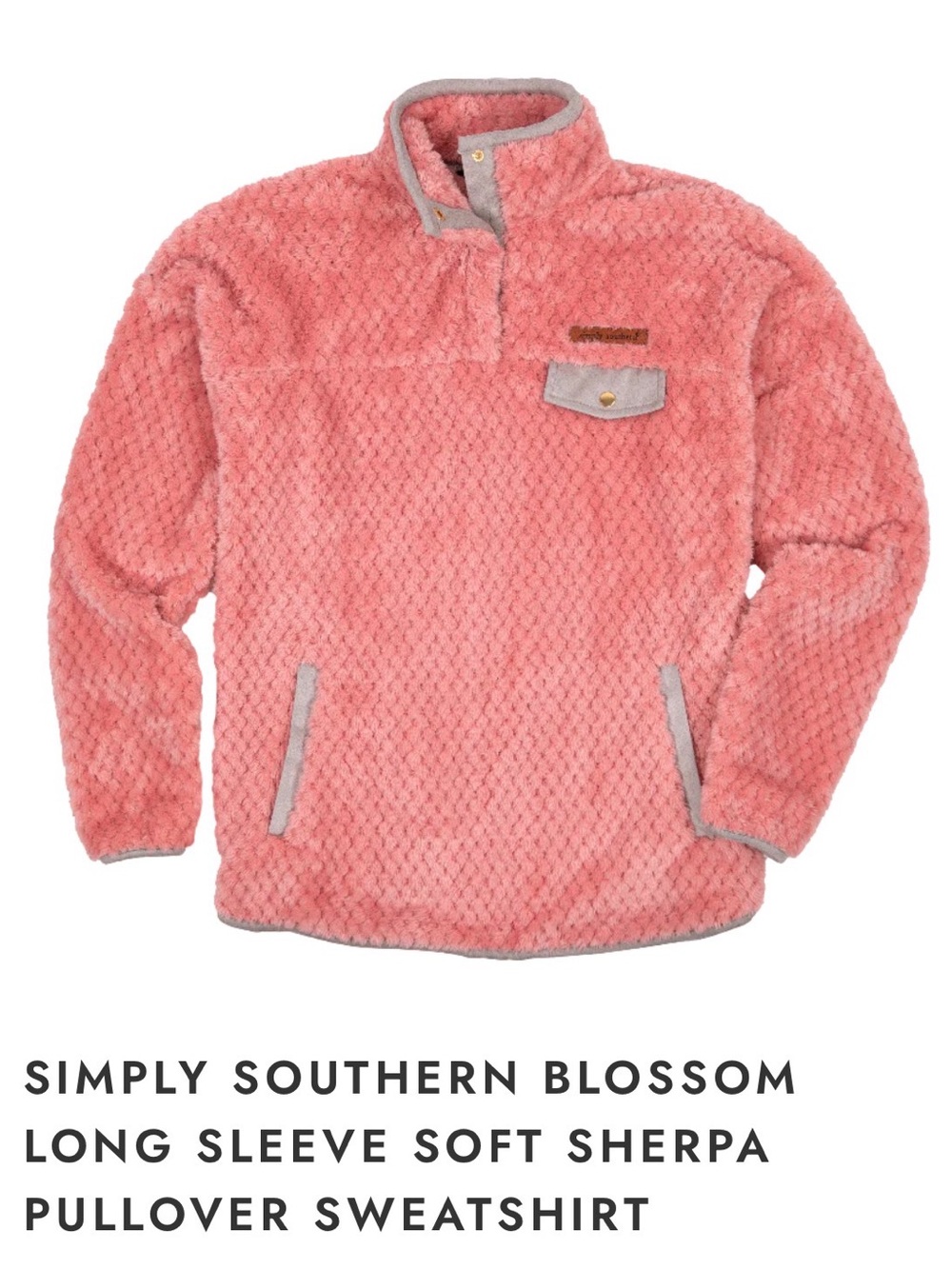 EUC size Youth M Simply Southern  Pink Sherpa Pullover with Contrast Trim